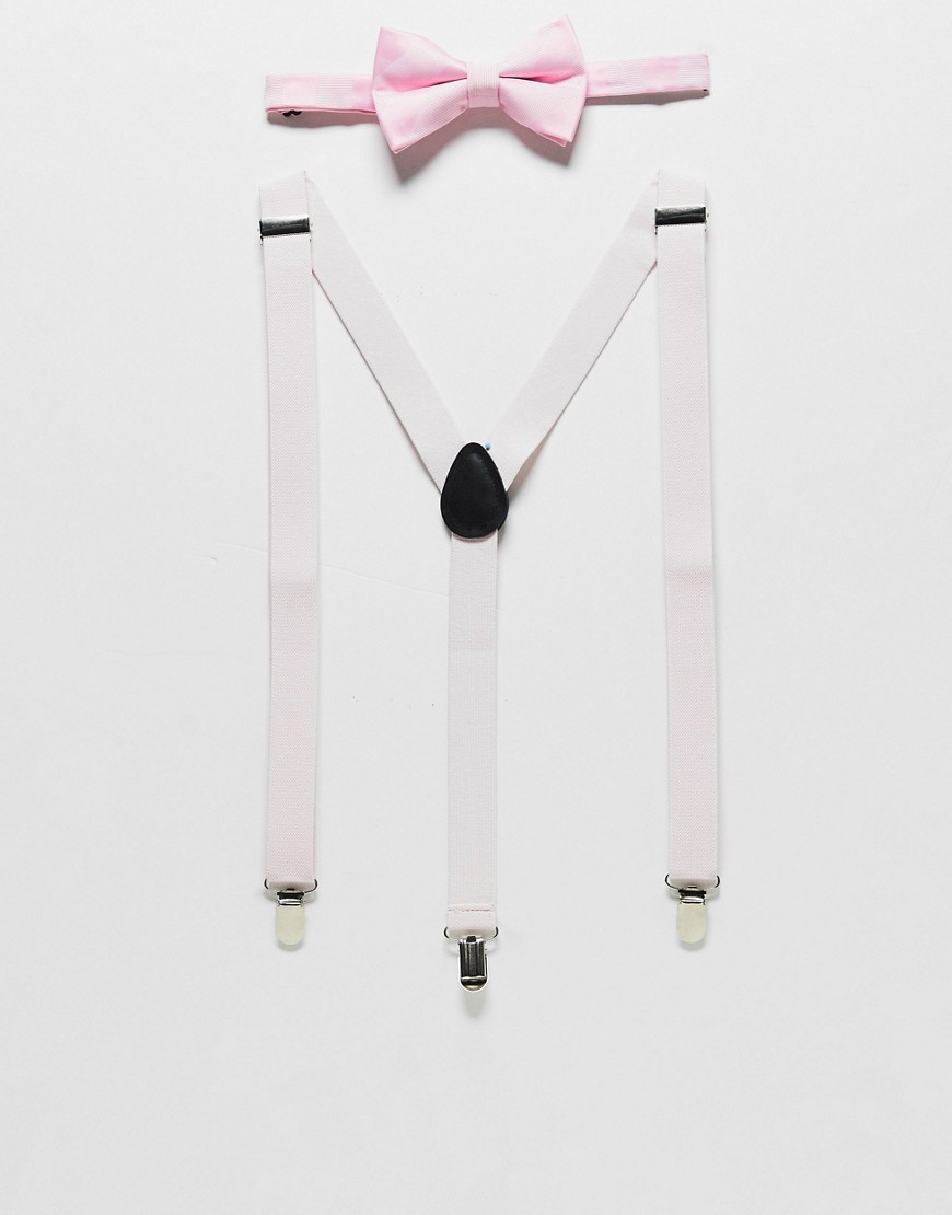 ASOS DESIGN bow and brace set in pink