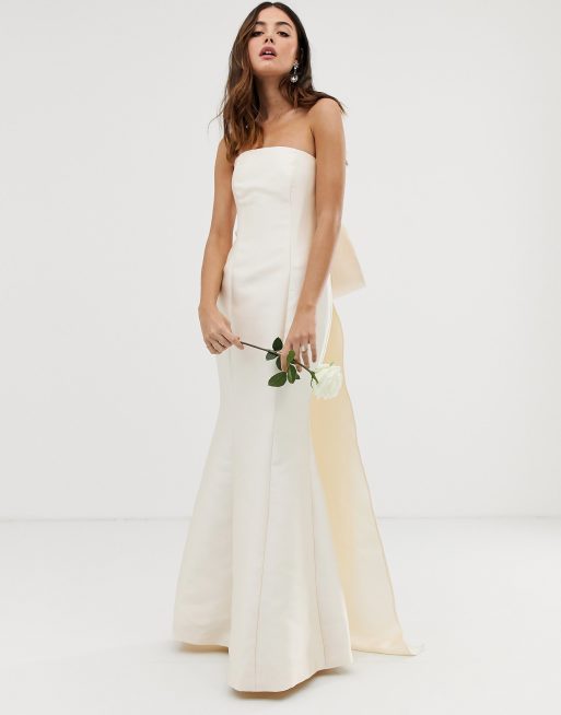 Asos edition bow 2025 back bandeau wedding dress