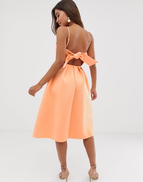 ASOS DESIGN bow back midi prom dress