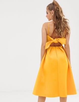 Asos design bow hotsell back midi prom dress