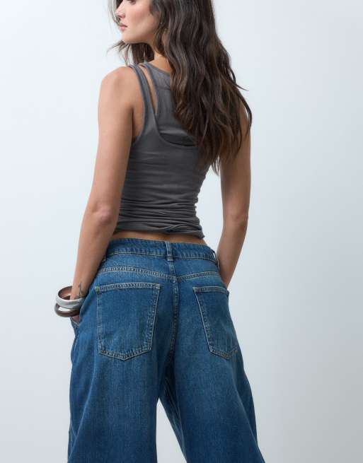 ASOS DESIGN bow barrel jean mid blue, 4 of 5