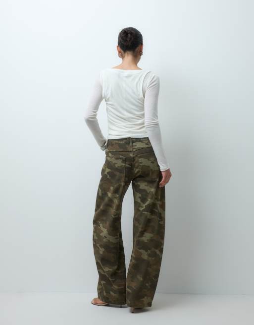ASOS DESIGN bow barrel jeans in camo print, 3 of 5