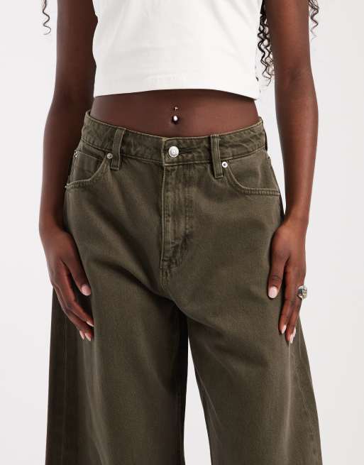 ASOS DESIGN Bow Barrel Jeans in khaki, 4 of 5