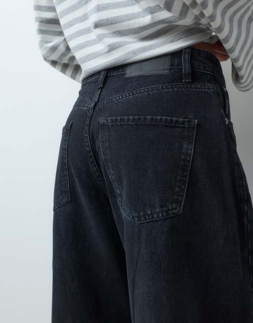 ASOS DESIGN bow barrel leg jean in black, 3 of 5