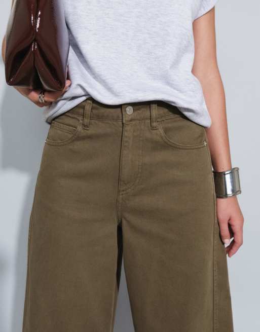 ASOS DESIGN bow barrel leg jean in khaki, 5 of 5