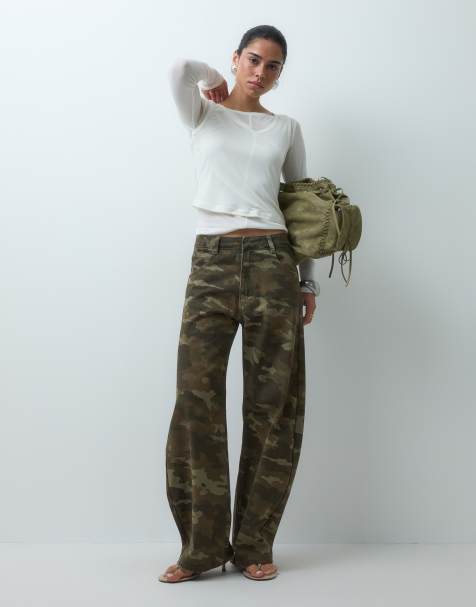 ASOS DESIGN bow barrel leg jeans in camo print - view 1