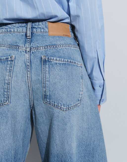 ASOS DESIGN bow barrel leg jeans in light-medium blue, 5 of 5