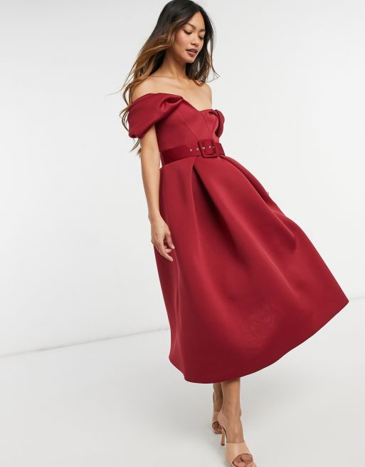 Asos design bow outlet back midi prom dress