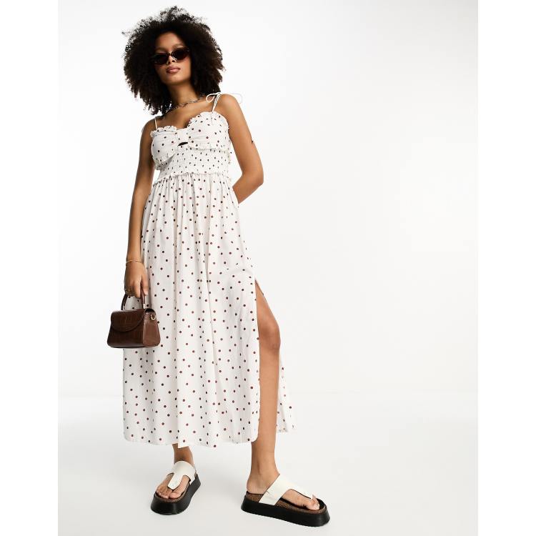 Asos brown polka dot hot sale dress