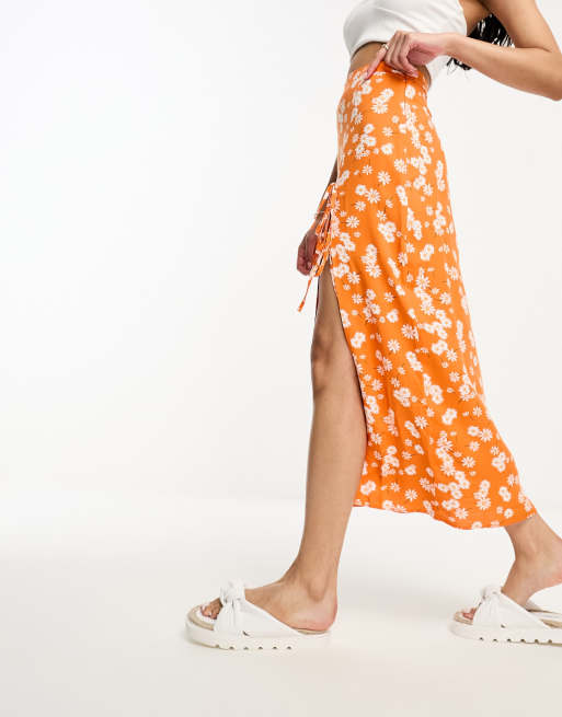 Asos orange midi outlet skirt