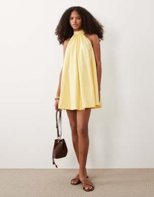 ASOS DESIGN bow detail mini dress in yellow