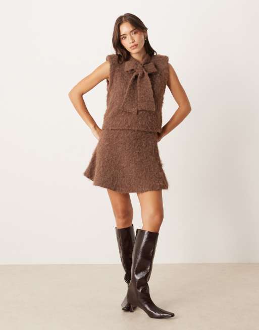 ASOS DESIGN bow front tank co-ord in chocolate, 2 of 4