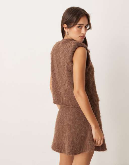 ASOS DESIGN bow front tank co-ord in chocolate, 4 of 4