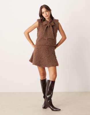 Asos Design Bow Front Tank Top In Brown