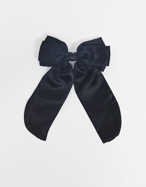 ASOS DESIGN bow hair clip in black satin