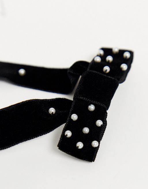Black Velvet Bow Clip - Black GUCCI Rhinestone Button Charm