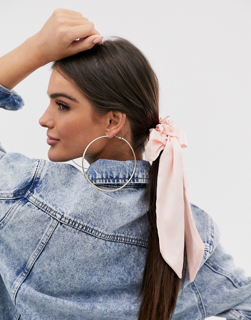 ASOS DESIGN bow hair scarf in blush pink satin style fabric