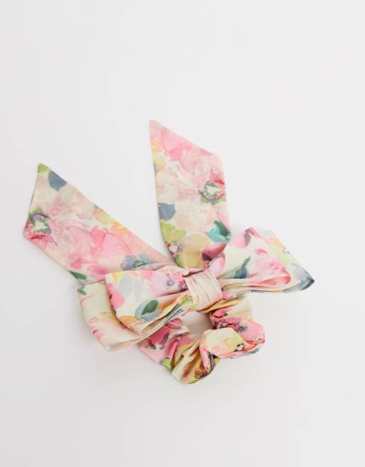 ASOS DESIGN bow hair tie in vintage style floral print