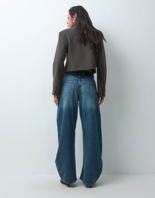 ASOS DESIGN bow leg jean with rips in mid wash, 5 of 5