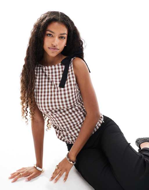 ASOS DESIGN bow shoulder detail sleeveless top