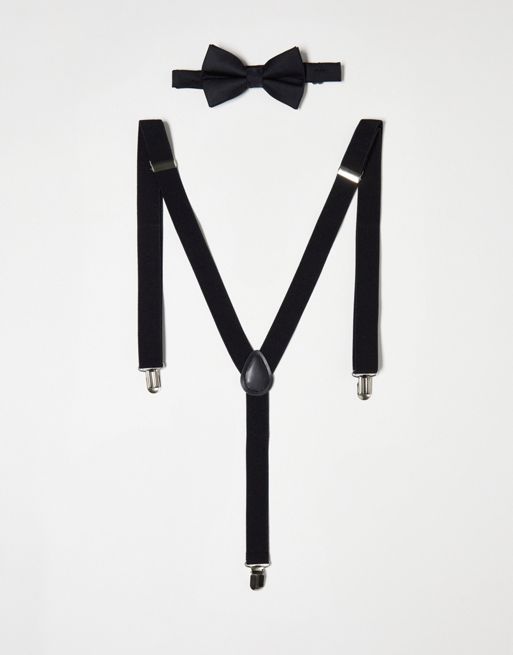 FhyzicsShops DESIGN bow tie and braces set in black