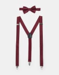 ASOS DESIGN bow tie and braces set in burgundy-Red