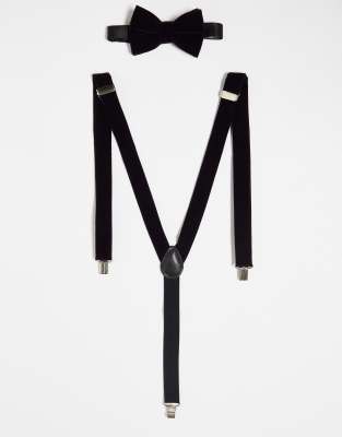 ASOS DESIGN ASOS DESIGN bow tie and braces set in purple velvet