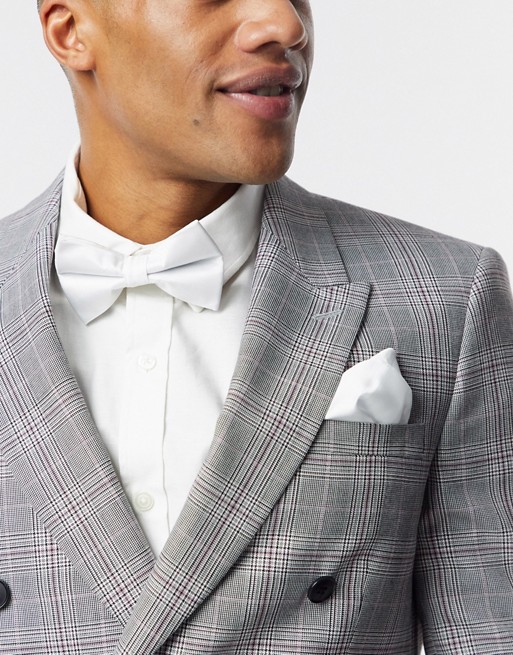 ASOS DESIGN bow tie and pocket square pack with tipping in white