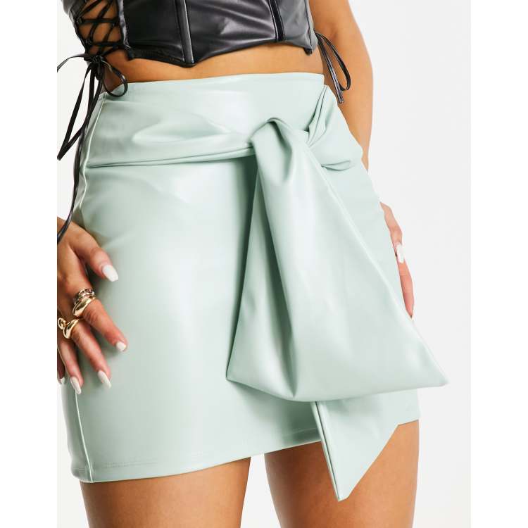 Green leather shop skirt asos