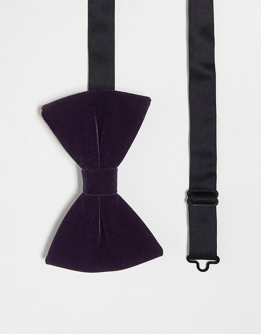 ASOS DESIGN bow tie in dark purple velvet