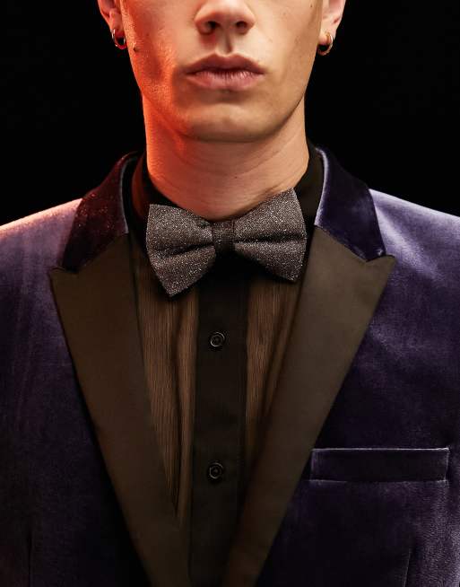 ASOS DESIGN bow tie in metallic gunmetal
