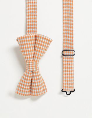 ASOS DESIGN bow tie in orange and blue check