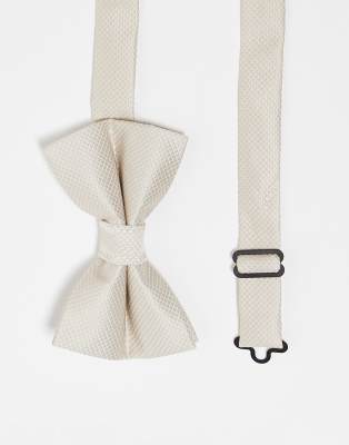 ASOS DESIGN bow tie in stone-White