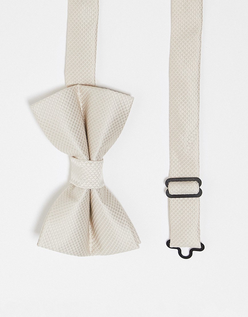 Asos Design Bow Tie In Stone-white