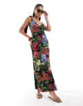 [ASOS DESIGN] ASOS DESIGN bow tie strap midi dress in tapestry floral-Multi XS Tapestry floral