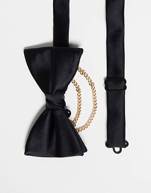 ASOS DESIGN bow tie with chain in black | ASOS