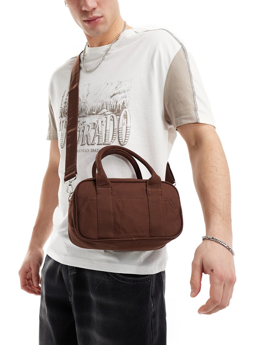 Asos Design Bowler Cross Body Bag In Brown In Metallic