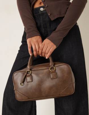 Asos Design Bowler Mini Purse In Brown