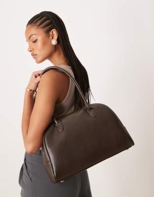 ASOS DESIGN - Bowling-Bag in gewaschenem Design mit Doppelreißverschluss-Braun