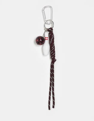 Asos Design Bowling Ball And Pin Bag Charm In Multi