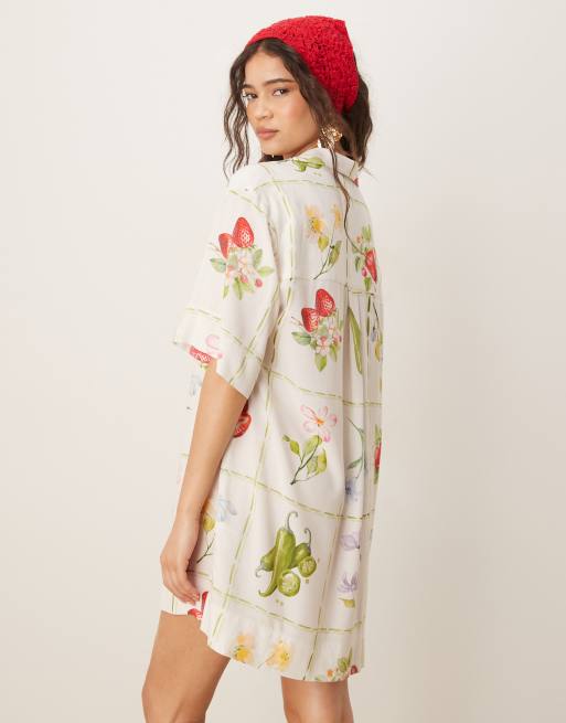 ASOS DESIGN - Bowling-overhemdjurk met ansichtkaartenprint, 4 van 4