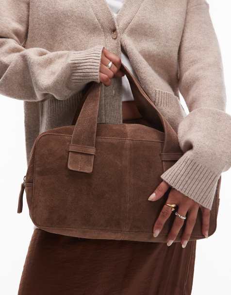 ASOS DESIGN – Bowling-Tasche aus Wildleder in Mokka - view 1