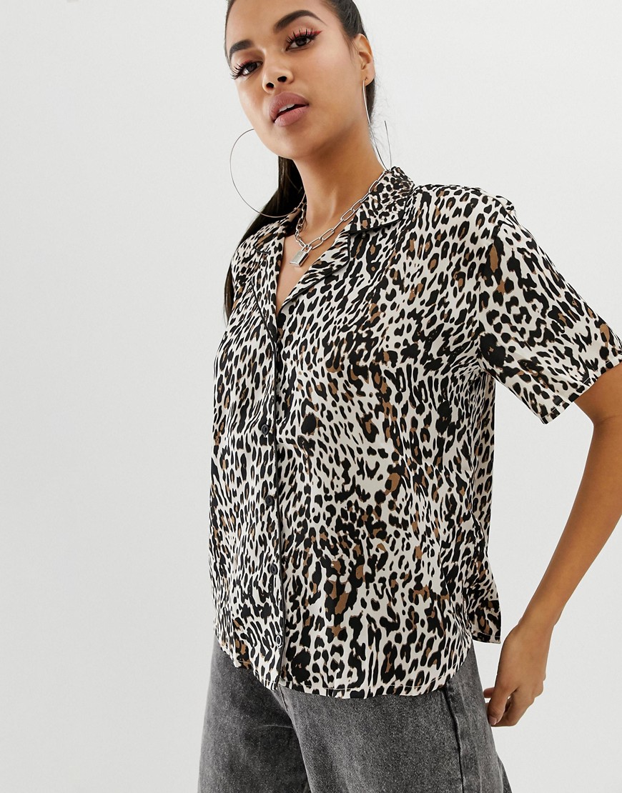 ASOS DESIGN - Bowlingshirt met luipaardprint-Multi
