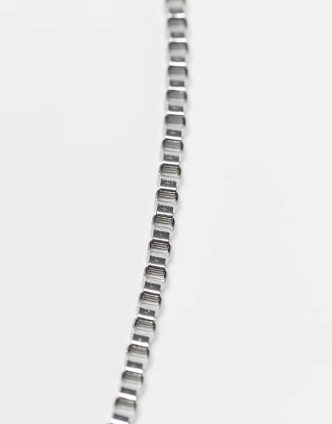 ASOS DESIGN box link chain necklace in silver - view 2