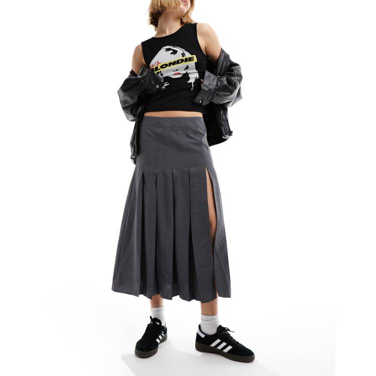 スカート helk SLIT PLEATED SKIRT (GRAY) helk SLIT PLEATED SKIRT (GRAY)
