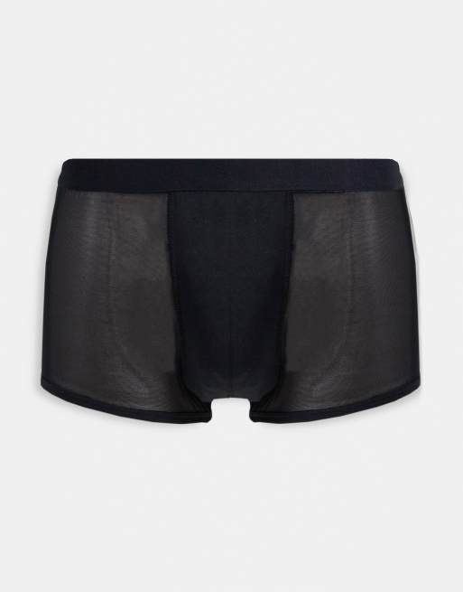 ASOS DESIGN - Boxer aderenti corti neri trasparenti