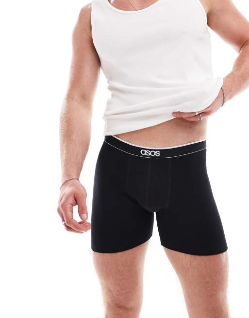 ASOS DESIGN - Boxer aderenti taglio lungo neri
