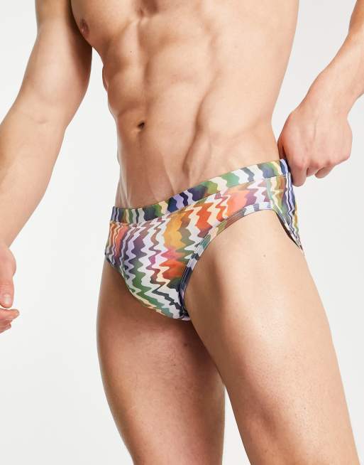 ASOS DESIGN - Boxer da bagno a righe ondulate