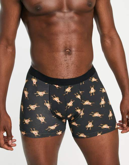 Générique Homme Caleçon Noël Sexy Boxer Imprimé Noël Sous-vêtement Costume Noël Père Slip Briefs Boxeur Trunks Underwear Boxer Homme Pas Cher