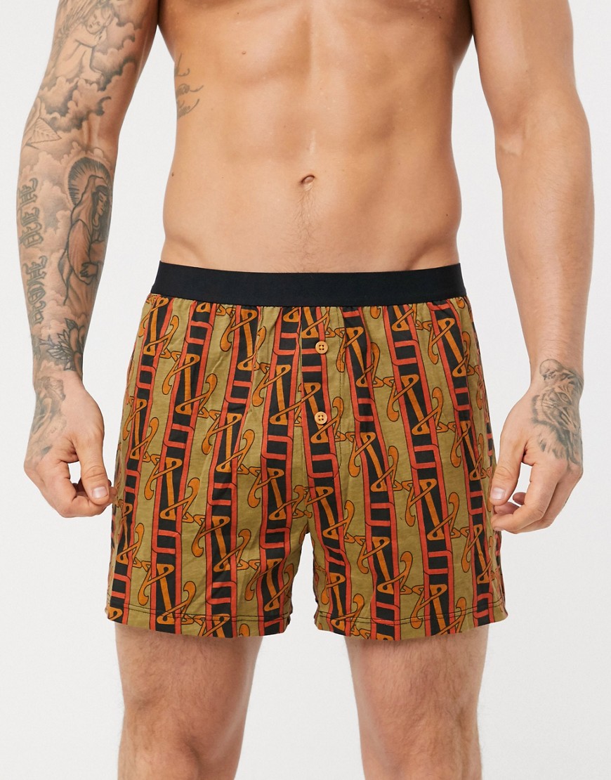 ASOS DESIGN - Boxer in jersey con stampa a monogramma e scritta in vita-Multicolore